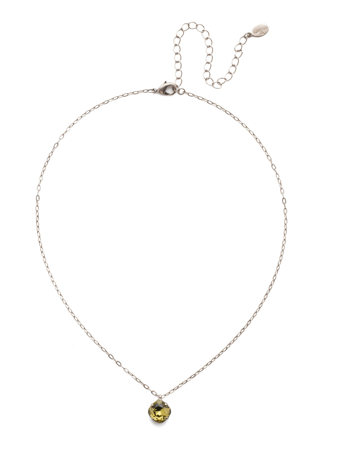 Siren Pendant Necklace - NEP22ASKH - With a cushion-cut crystal and delicate chain, the Siren Pendant  will add a litle sparkle to your everyday look. From Sorrelli's Khaki collection in our Antique Silver-tone finish.