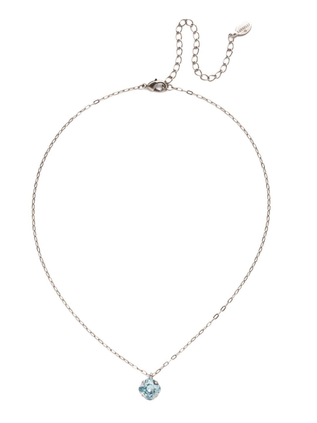 Siren Pendant Necklace - NEP22ASLAQ - With a cushion-cut crystal and delicate chain, the Siren Pendant  will add a litle sparkle to your everyday look. From Sorrelli's Light Aqua collection in our Antique Silver-tone finish.