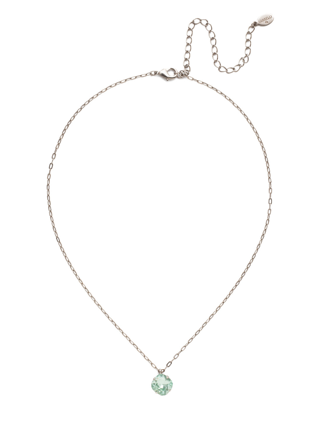 Siren Pendant Necklace - NEP22ASMIN - With a cushion-cut crystal and delicate chain, the Siren Pendant  will add a litle sparkle to your everyday look. From Sorrelli's Mint collection in our Antique Silver-tone finish.