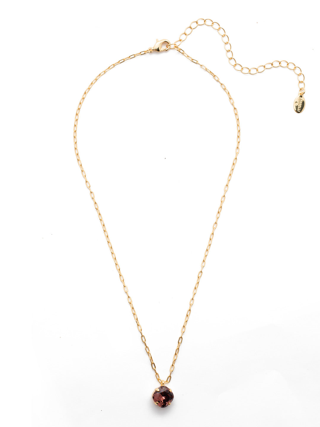 Siren Pendant Necklace - NEP22BGBUR - <p>With a cushion-cut crystal and delicate chain, the Siren Pendant  will add a litle sparkle to your everyday look. From Sorrelli's Burgundy collection in our Bright Gold-tone finish.</p>