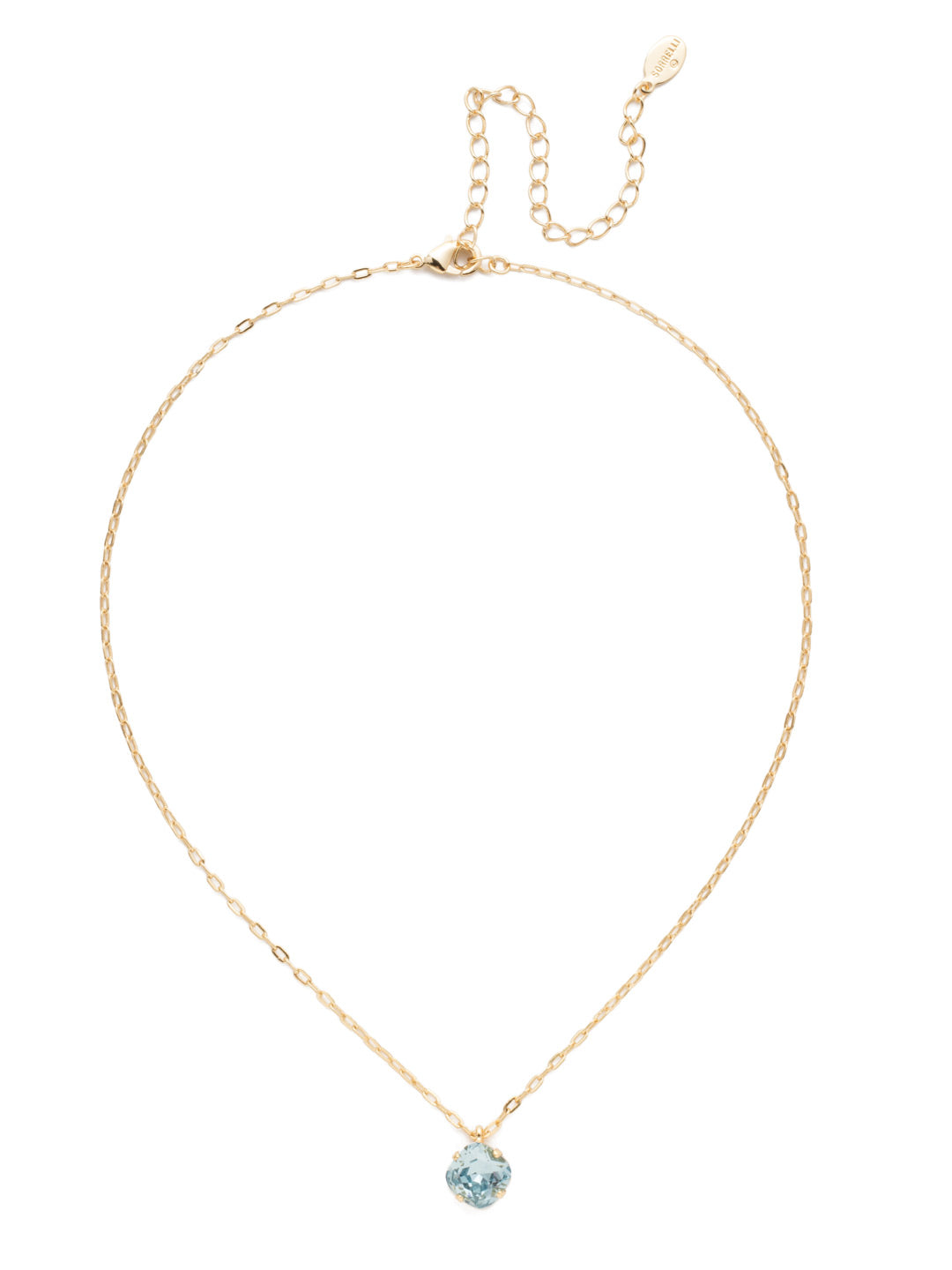 Siren Pendant Necklace - NEP22BGLAQ - <p>With a cushion-cut crystal and delicate chain, the Siren Pendant  will add a litle sparkle to your everyday look. From Sorrelli's Light Aqua collection in our Bright Gold-tone finish.</p>