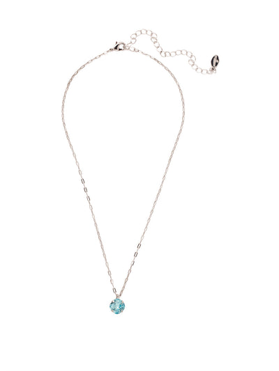 Siren Pendant Necklace - NEP22RHAQU - With a cushion-cut crystal and delicate chain, the Siren Pendant  will add a litle sparkle to your everyday look. From Sorrelli's Aquamarine collection in our Palladium Silver-tone finish.