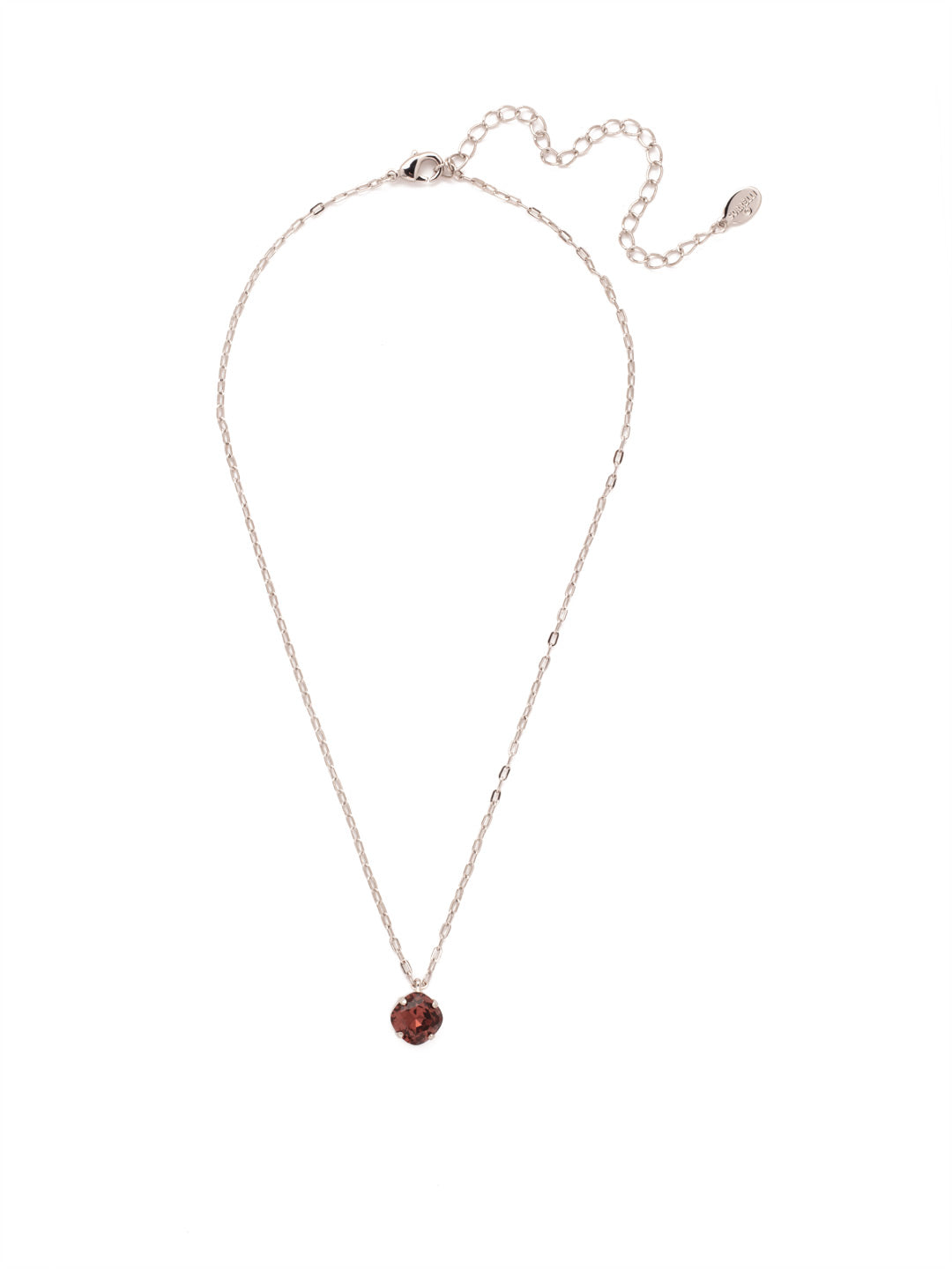 Siren Pendant Necklace - NEP22RHBUR - <p>With a cushion-cut crystal and delicate chain, the Siren Pendant  will add a litle sparkle to your everyday look. From Sorrelli's Burgundy collection in our Palladium Silver-tone finish.</p>