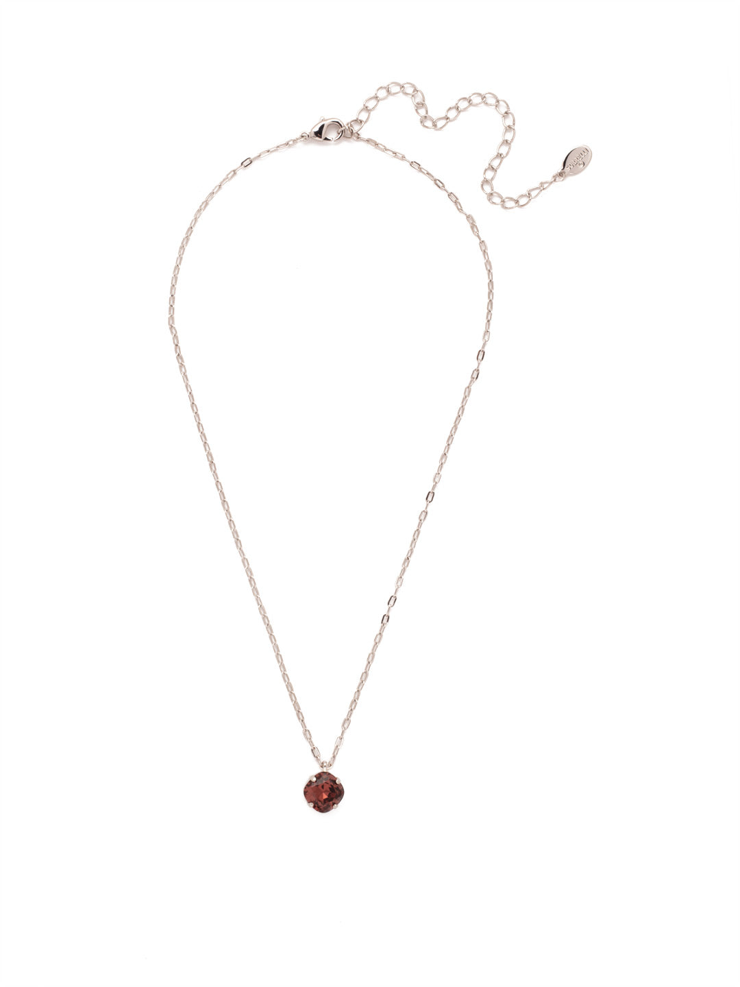 Siren Pendant Necklace - NEP22RHBUR - With a cushion-cut crystal and delicate chain, the Siren Pendant  will add a litle sparkle to your everyday look. From Sorrelli's Burgundy collection in our Palladium Silver-tone finish.
