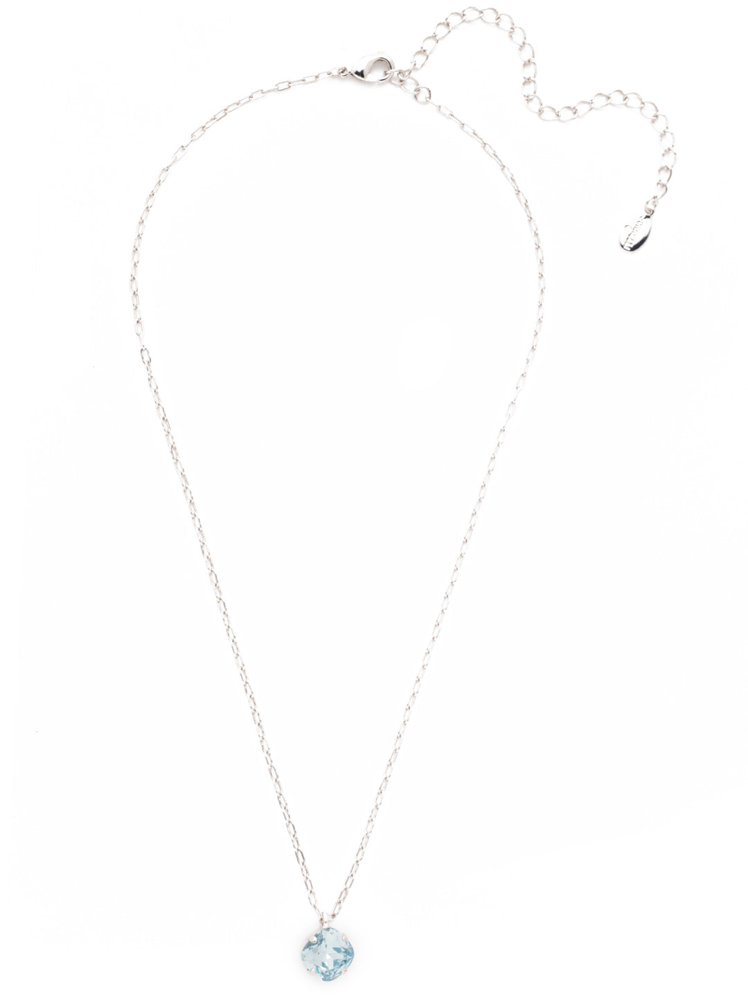 Siren Pendant Necklace - NEP22RHLAQ - With a cushion-cut crystal and delicate chain, the Siren Pendant  will add a litle sparkle to your everyday look. From Sorrelli's Light Aqua collection in our Palladium Silver-tone finish.