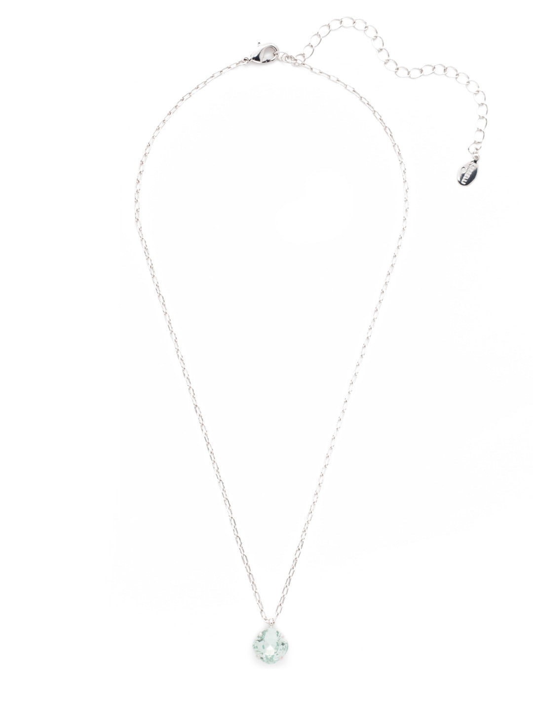 Siren Pendant Necklace - NEP22RHMIN - With a cushion-cut crystal and delicate chain, the Siren Pendant  will add a litle sparkle to your everyday look. From Sorrelli's Mint collection in our Palladium Silver-tone finish.