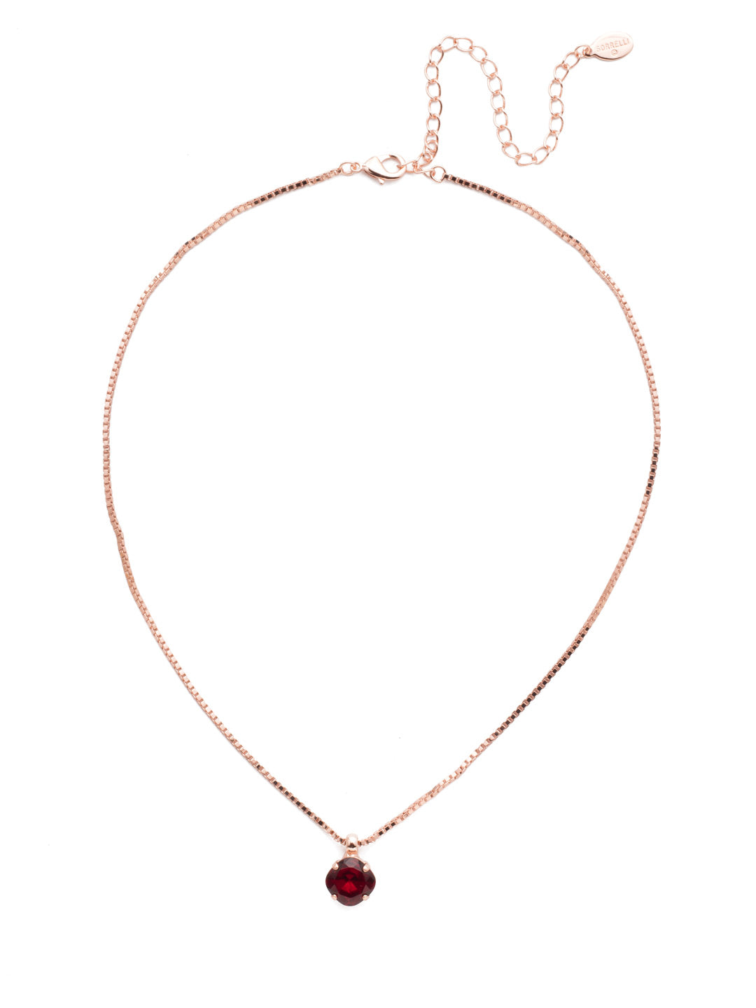 Halcyon Pendant Necklace - NEP23RGG - The Halcyon Pendant Necklace has a luminous cushion-cut crystal that looks beautiful with every outfit. From Sorrelli's GARNET collection in our Rose Gold-tone finish.