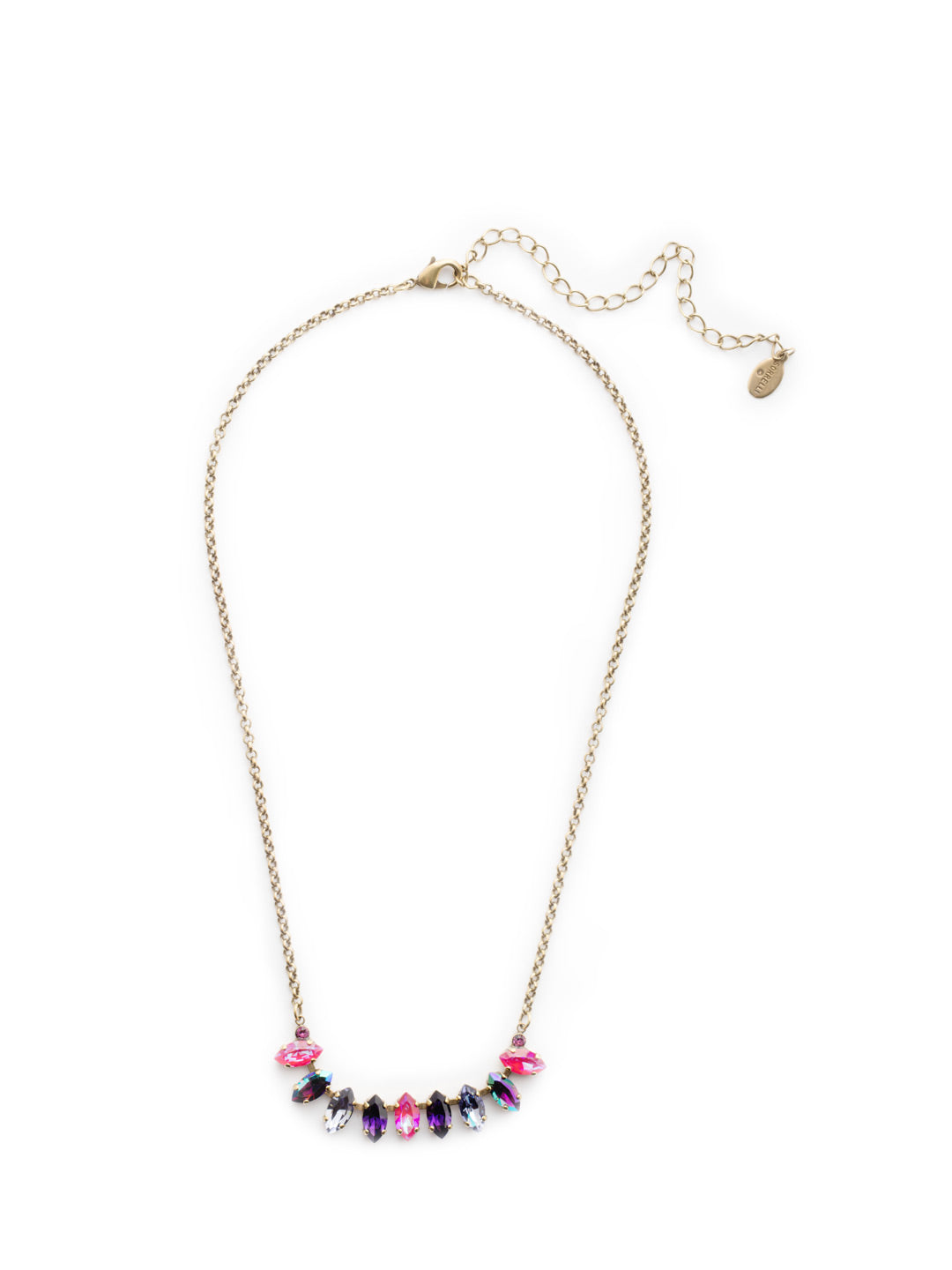 Clarissa Tennis Necklace - NEP4AGDCS - The Clarissa Tennis Necklace puts a row of sparkling navette crystals front and center. Put it on when you want to be there, too. From Sorrelli's Duchess collection in our Antique Gold-tone finish.