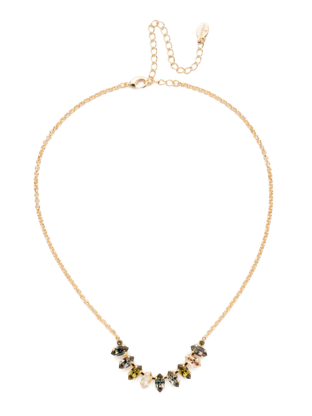 Clarissa Tennis Necklace - NEP4BGCSM - The Clarissa Tennis Necklace puts a row of sparkling navette crystals front and center. Put it on when you want to be there, too. From Sorrelli's Cashmere collection in our Bright Gold-tone finish.