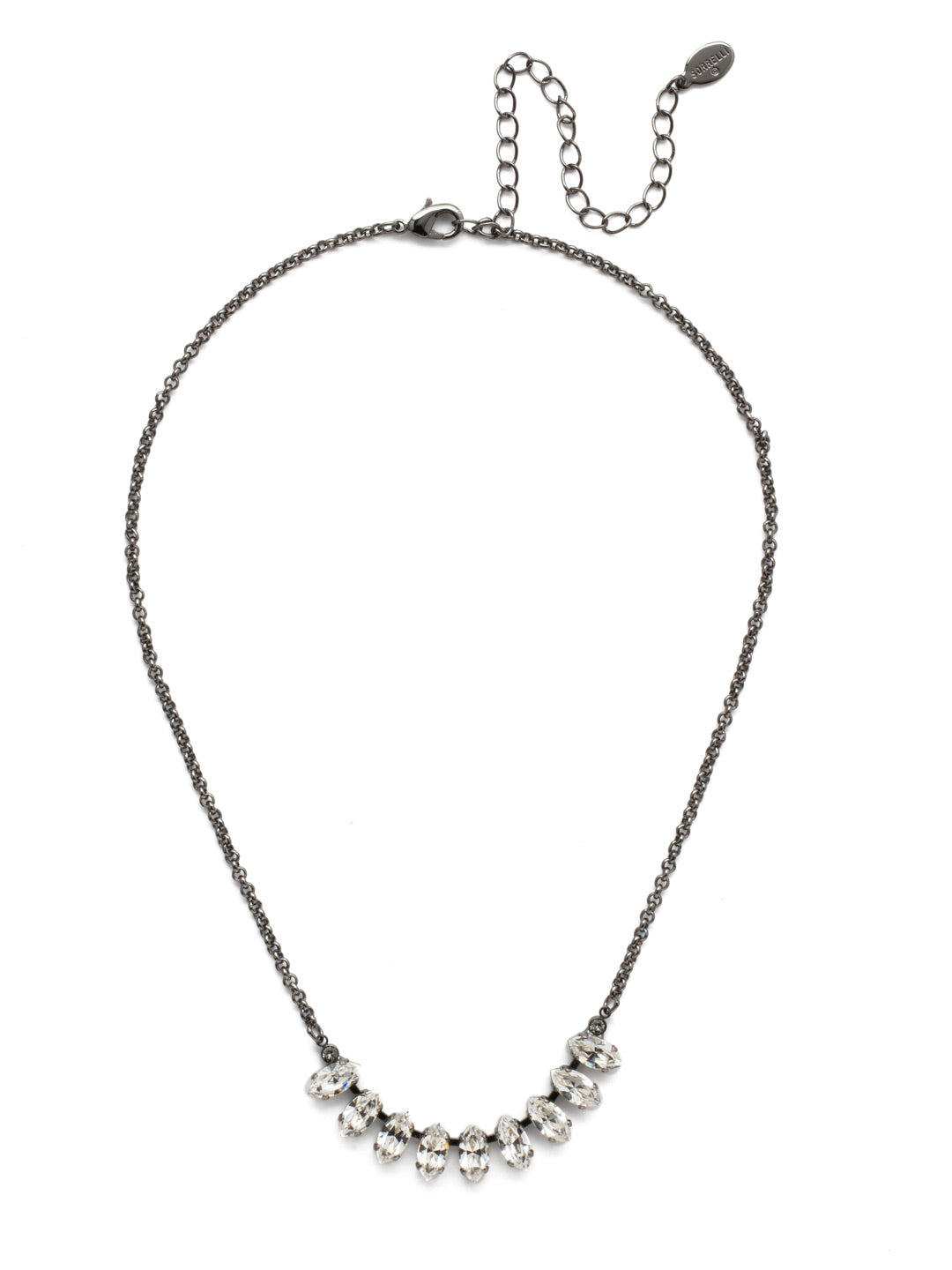 Clarissa Tennis Necklace - NEP4GMMMO - <p>The Clarissa Tennis Necklace puts a row of sparkling navette crystals front and center. Put it on when you want to be there, too. From Sorrelli's Midnight Moon collection in our Gun Metal finish.</p>