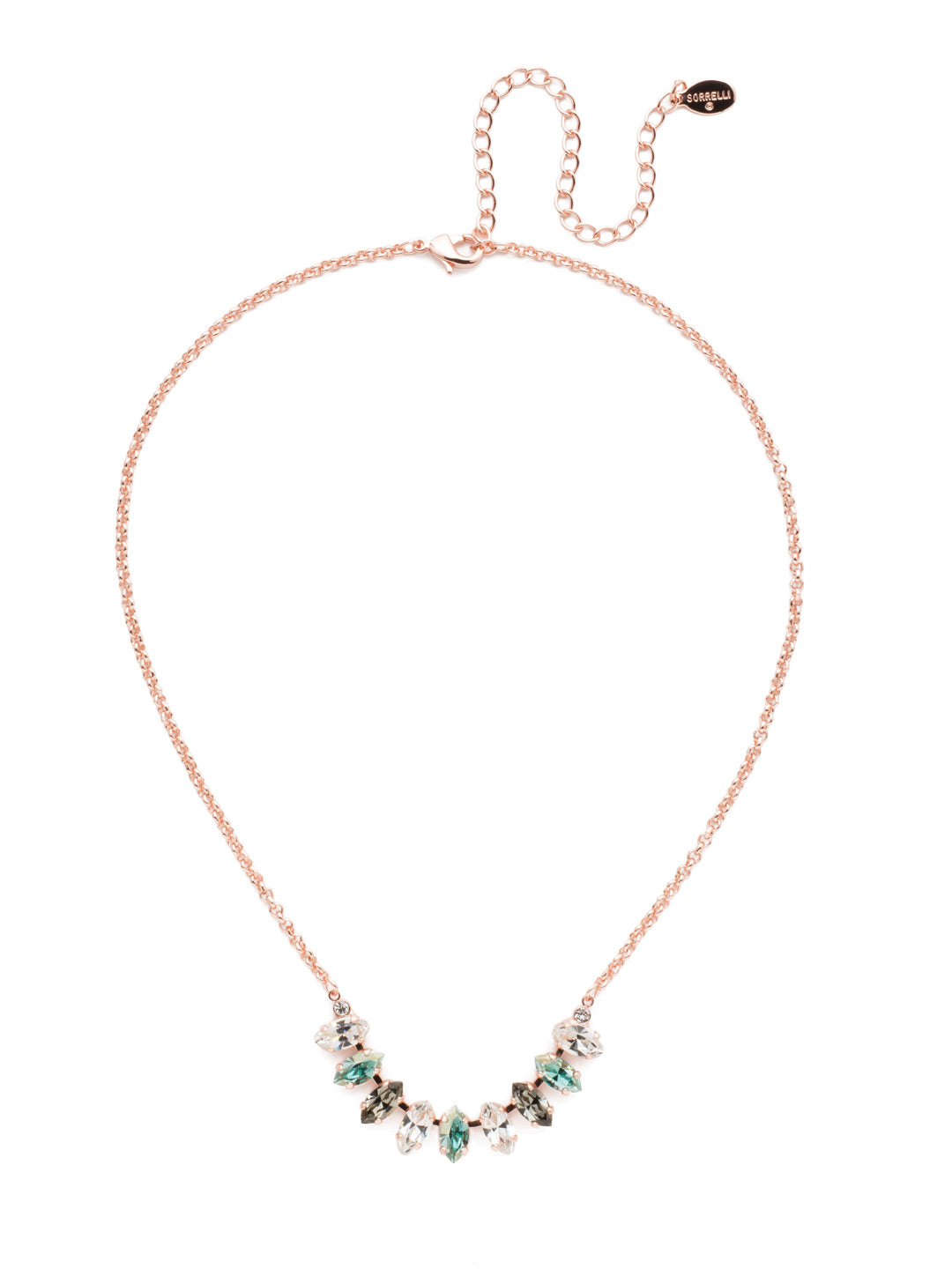 Clarissa Tennis Necklace - NEP4RGCAZ - The Clarissa Tennis Necklace puts a row of sparkling navette crystals front and center. Put it on when you want to be there, too. From Sorrelli's Crystal Azure collection in our Rose Gold-tone finish.