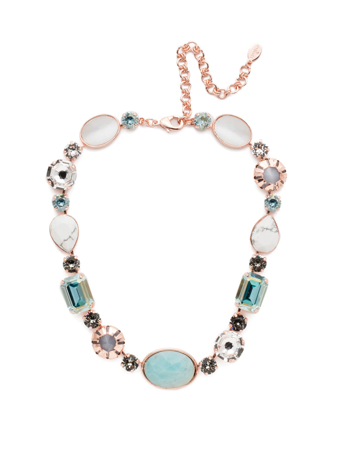 Tatiana Statement Necklace - NEP57RGCAZ - <p>Big and bold. That's the Tatiana Statement Necklace. A mix of natural, semi-precious stones and super-sparkly crystals come together in a piece that demands to be taken seriously. From Sorrelli's Crystal Azure collection in our Rose Gold-tone finish.</p>