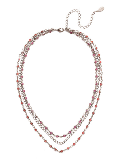 Drew Tennis Necklace - NEP91ASJF - In need of some layering? The Drew Tennis Necklace is just wat you need, with 3 strands of beautiful crystals. From Sorrelli's Juicy Fruit collection in our Antique Silver-tone finish.
