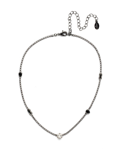 Ophelia Tennis Necklace - NEP9GMMMO - <p>Marilyn, is that you? Nope. Our Ophelia Tennis Necklace does feel Hollywood glam though. Totally encrusted in round crystals, the sparkle is elevated by black baguette and pear stones, and a center stand-out antique triangle. From Sorrelli's Midnight Moon collection in our Gun Metal finish.</p>