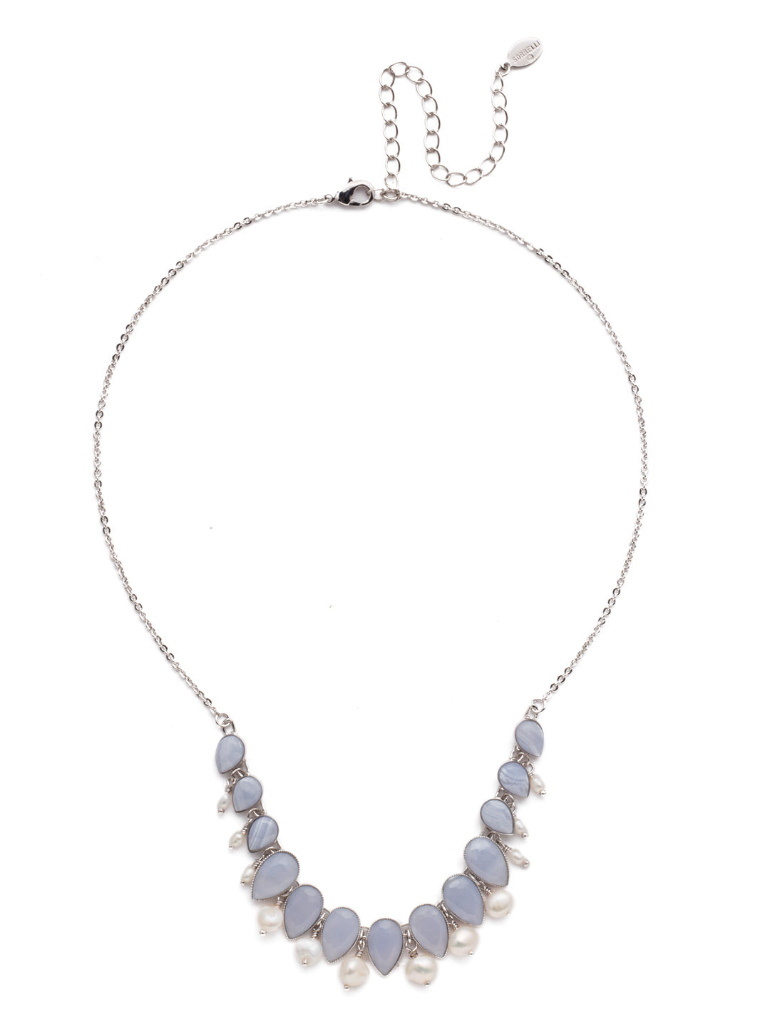 Lenora Statement Necklace - NEQ3RHTUL - <p>The Lenora Statement Necklace is a sophisticated stand-out. On-trend teardrop-shaped stones dripping with assorted freshwater pearls, it doesn't get any classier. From Sorrelli's Tulip collection in our Palladium Silver-tone finish.</p>