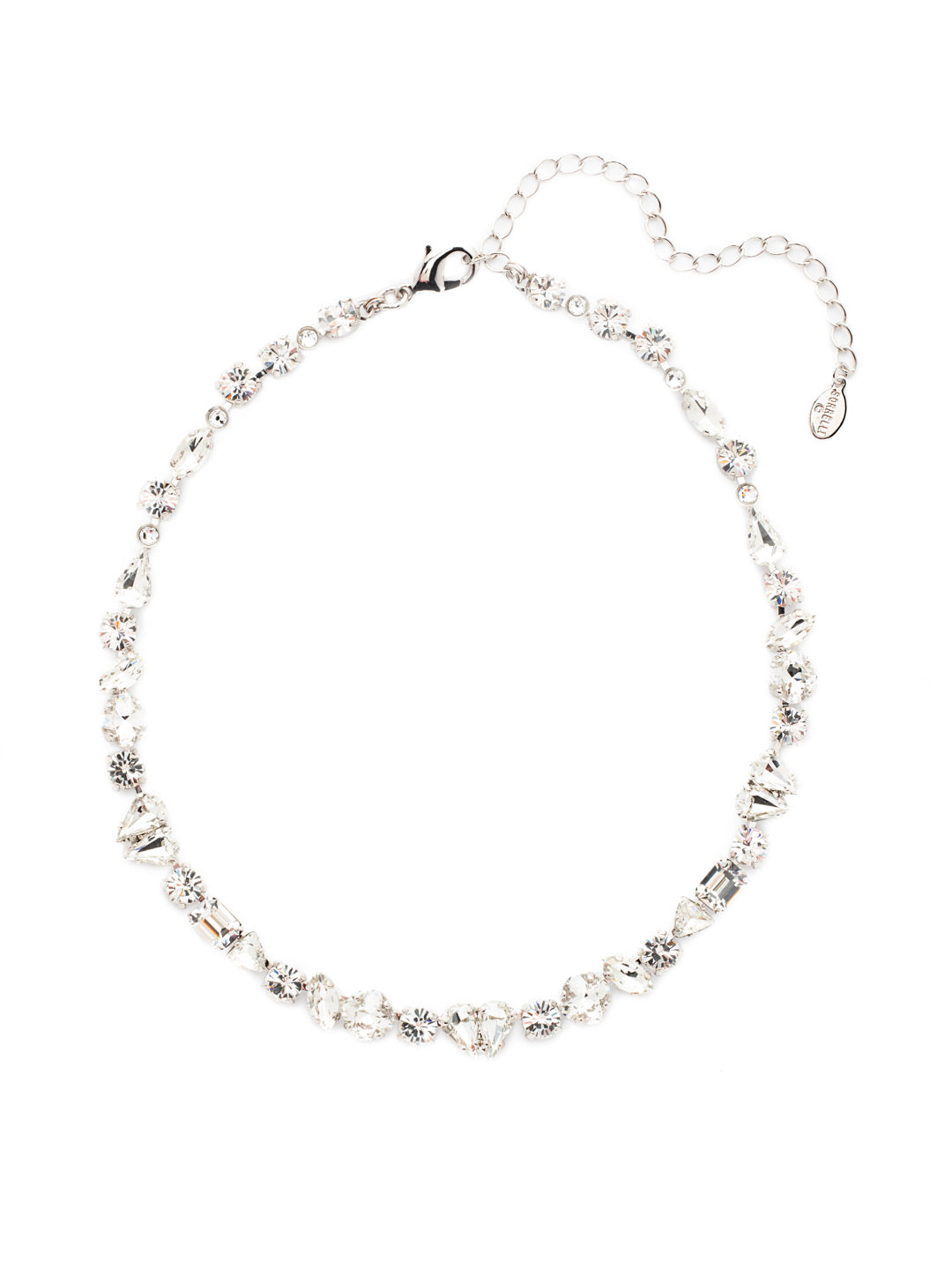 Portia Tennis Necklace - NER8PDCRY - <p>Put on the Portia Tennis Necklace when you want to shine bright. Sparkling crystals line the entire piece in assorted shapes, including pear pieces coming together to form hearts. From Sorrelli's Crystal collection in our Palladium finish.</p>