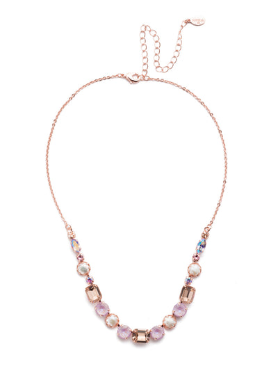 Deandra Tennis Necklace - NES10RGLVP - <p>The Deandra Tennis Necklace is classic style personified: showcasing pretty pearls, opaque gems and sparkling cushion crystals. From Sorrelli's Lavender Peach collection in our Rose Gold-tone finish.</p>