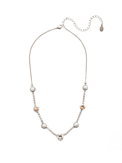Caterina Tennis Necklace - NES11ASGNS - Our Caterina Tennis Necklace is traditional style plus something extra with links of sparkling crystals bringing together bigger, bolder stones and pretty pearls. From Sorrelli's Golden Shadow collection in our Antique Silver-tone finish.