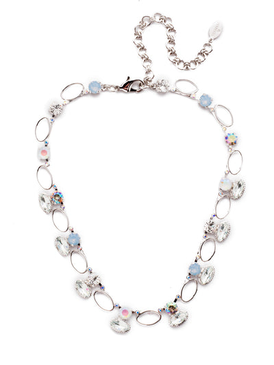 Emelia Tennis Necklace - NES15RHNTB - <p>Open and airy, but seriously sparkly, that's the Emelia Tennis Necklace. Fasten it on and show you've got style with hand-soldered metalwork and opaque and shimmering crystals, too. From Sorrelli's Nantucket Blue collection in our Palladium Silver-tone finish.</p>