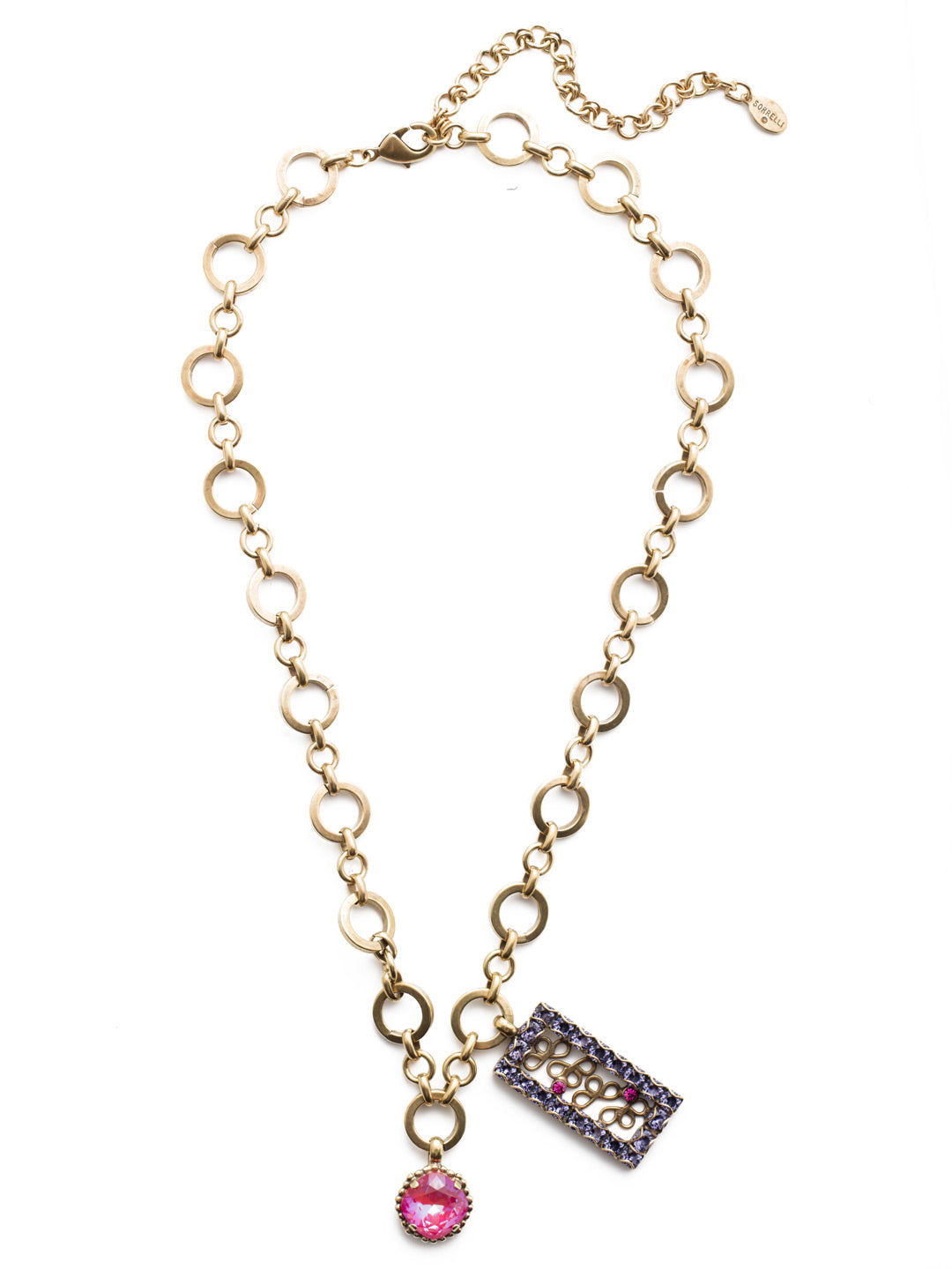 Ornella Pendant Necklace - NES1AGDCS - <p>One-of-a-kind describes the Omelia Pendant Necklace perfectly. Links of metal give way to a pendant of delicate hand-soldered metal detail accented by an opaque crystal stone. From Sorrelli's Duchess collection in our Antique Gold-tone finish.</p>