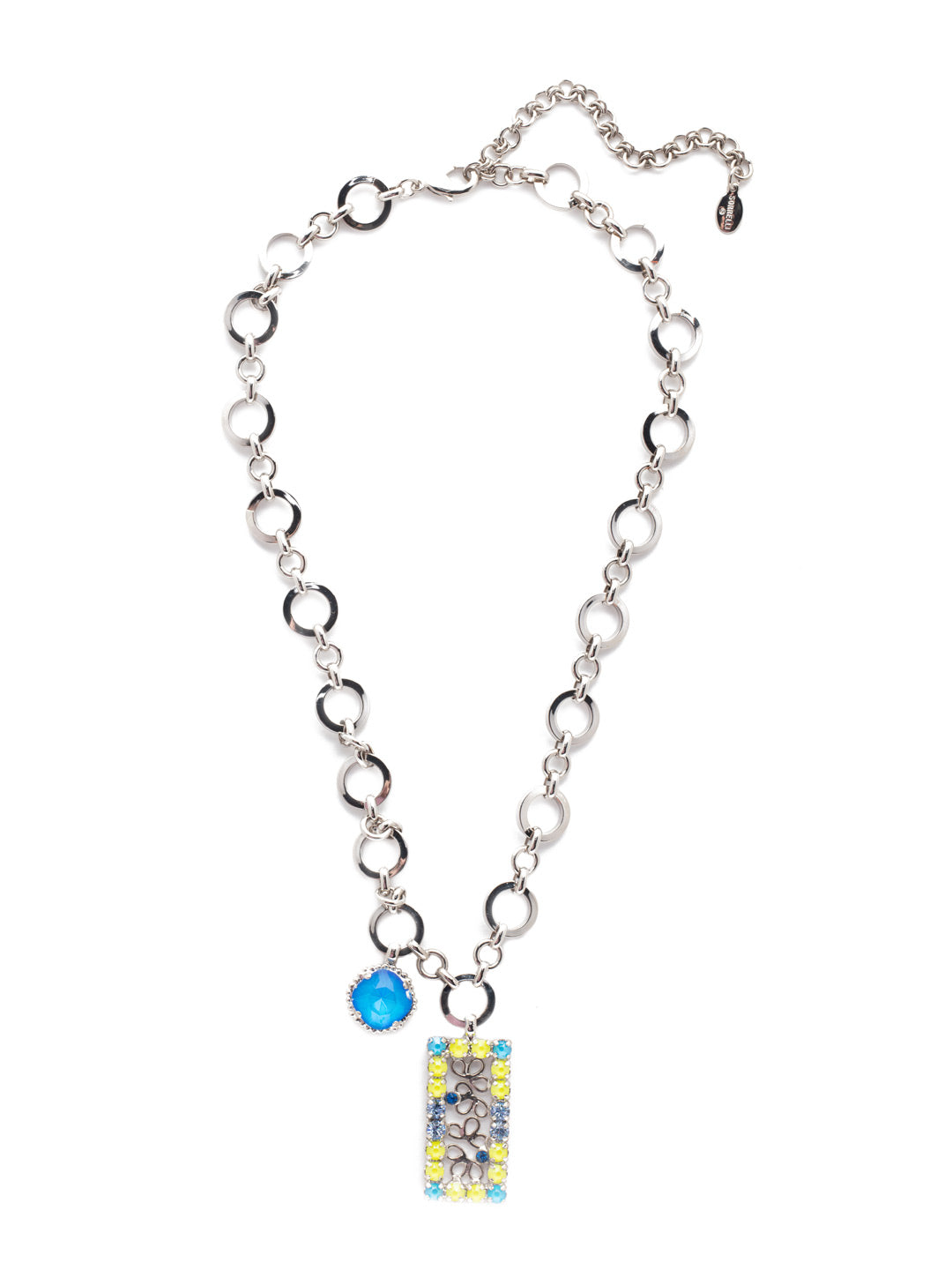 Ornella Pendant Necklace - NES1PDBPY - <p>One-of-a-kind describes the Omelia Pendant Necklace perfectly. Links of metal give way to a pendant of delicate hand-soldered metal detail accented by an opaque crystal stone. From Sorrelli's Blue Poppy collection in our Palladium finish.</p>