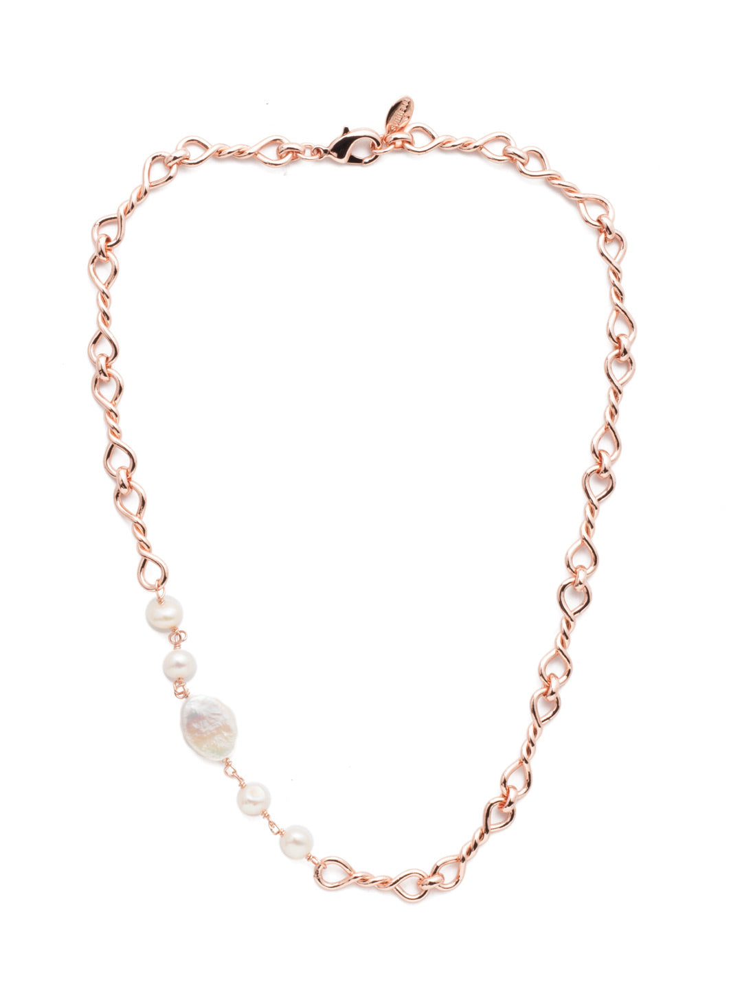 Yvette Tennis Necklace - NES34RGCRY - <p>The Yvette Tennis Necklace is a classic chain with freshwater pearl accents.  Wear it by itself or attach a crystal charm for some sparkle. From Sorrelli's Crystal collection in our Rose Gold-tone finish.</p>
