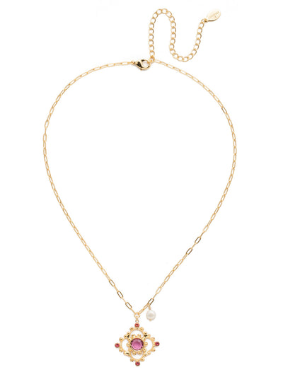 Genesis Pendant Necklace - NES3BGBGA - <p>The Genesis Pendant Necklace is proof that lots of good things can come in a smaller-sized package: hand-soldered metal detail, a clear gem, a pretty pearl, sparkling crystal…it's all there. From Sorrelli's Begonia collection in our Bright Gold-tone finish.</p>