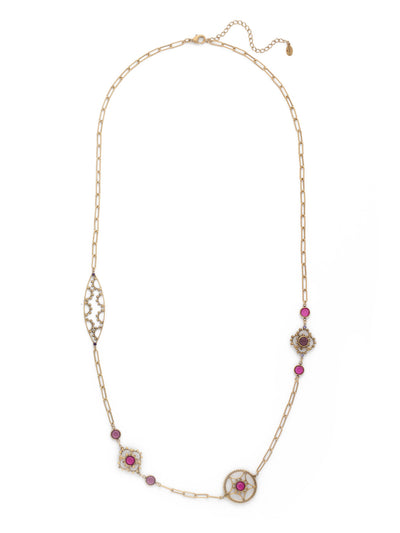 Everly Long Necklace - NES6AGDCS - <p>The Everly Long Necklace is a great layering piece that's unlike any other in your jewelry collection with its unique hand-soldered metalwork and clear, sparkling gems. From Sorrelli's Duchess collection in our Antique Gold-tone finish.</p>