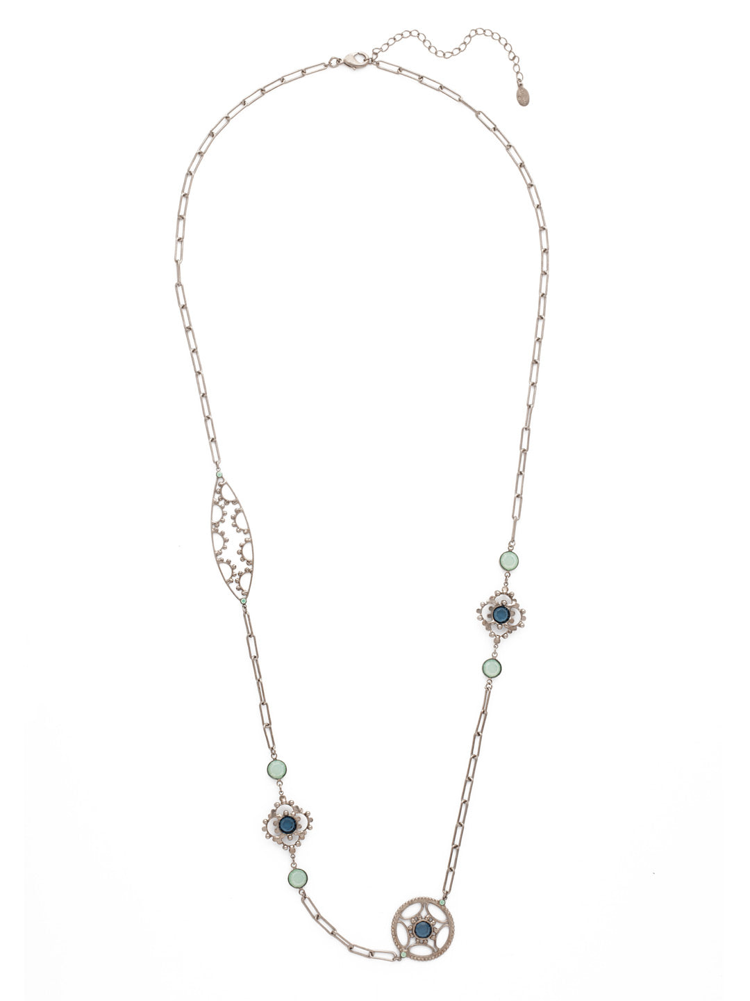 Everly Long Necklace - NES6ASNFT - <p>The Everly Long Necklace is a great layering piece that's unlike any other in your jewelry collection with its unique hand-soldered metalwork and clear, sparkling gems. From Sorrelli's Night Frost collection in our Antique Silver-tone finish.</p>