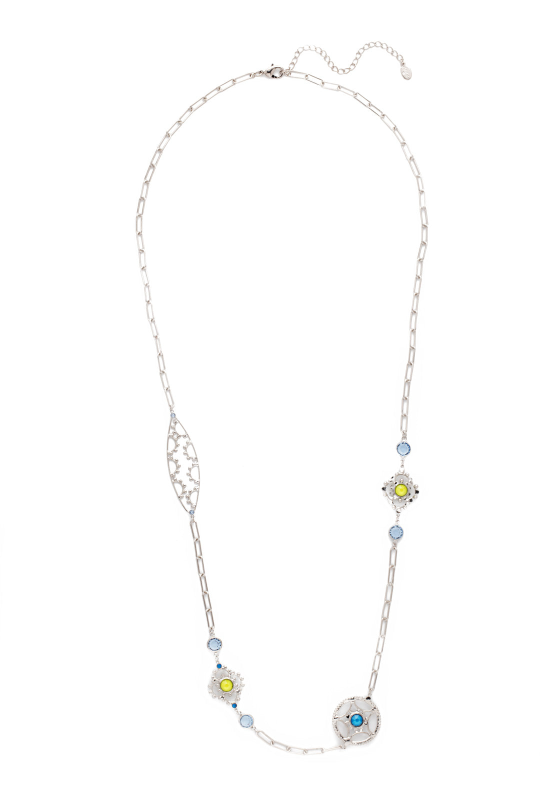 Everly Long Necklace - NES6PDBPY - <p>The Everly Long Necklace is a great layering piece that's unlike any other in your jewelry collection with its unique hand-soldered metalwork and clear, sparkling gems. From Sorrelli's Blue Poppy collection in our Palladium finish.</p>