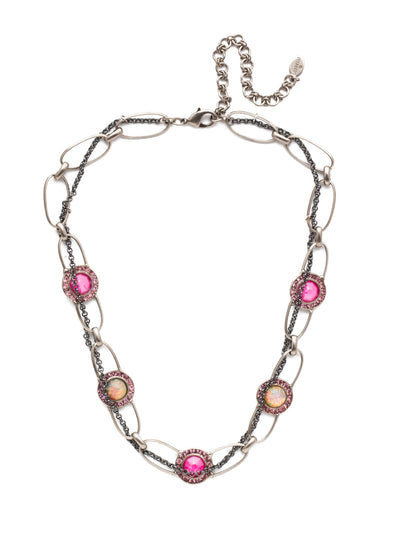 Cheyenne Tennis Necklace - NET11MXETP - <p>The Cheyenne Layered Tennis Necklace is a perfect one-off for when you want a layered necklace look. Two strands of metallic links combine with opaque and irredecent gems and a splash of sparkling crystals. From Sorrelli's Electric Pink collection in our Mixed Metal finish.</p>