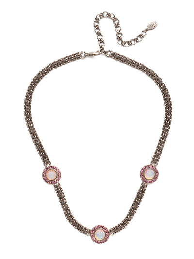 Alberta Tennis Necklace - NET12ASETP - <p>Our Alberta Tennis Necklace is for the invidual who appreciates a bold chain but doesn't want to forgo a bit of sparkle. That comes in the form of opaque stones rimmed in shimmering crystals. From Sorrelli's Electric Pink collection in our Antique Silver-tone finish.</p>