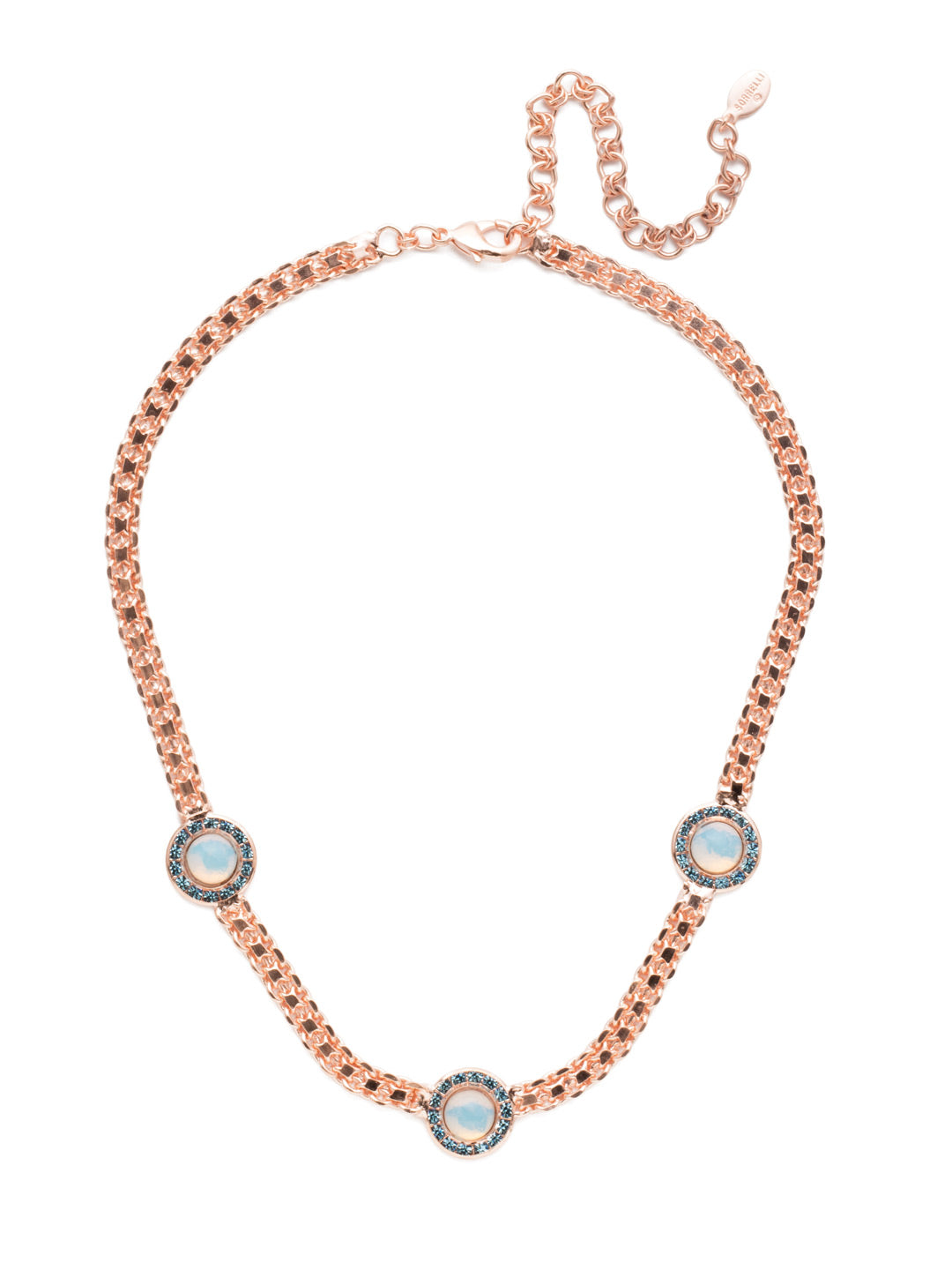 Alberta Tennis Necklace - NET12RGCAZ - <p>Our Alberta Tennis Necklace is for the invidual who appreciates a bold chain but doesn't want to forgo a bit of sparkle. That comes in the form of opaque stones rimmed in shimmering crystals. From Sorrelli's Crystal Azure collection in our Rose Gold-tone finish.</p>