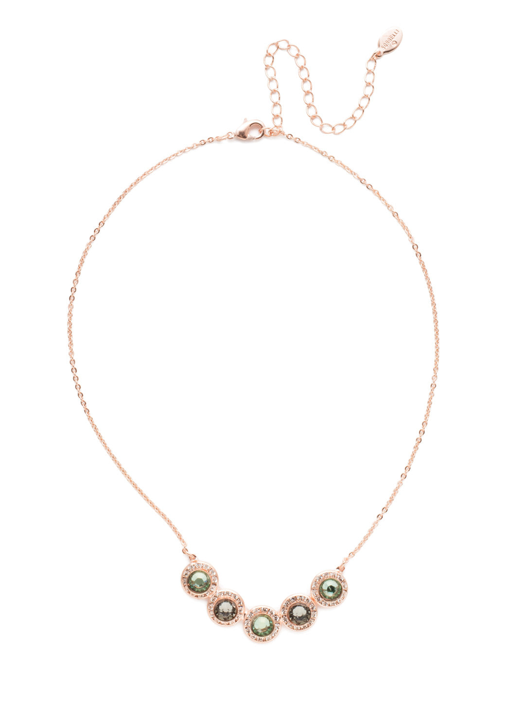 Saylor Tennis Necklace - NET14RGCAZ - The Saylor Tennis Necklace features a delicate chain centered with a set of sparkling circular crystal stones that shine bright. From Sorrelli's Crystal Azure collection in our Rose Gold-tone finish.