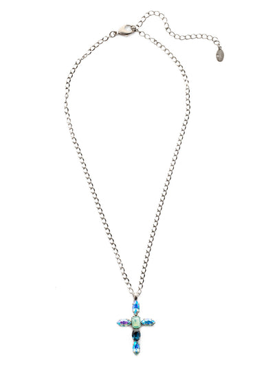 Sarah Pendant Necklace - NET17ASNFT - The Sarah Pendant Necklace features a cross at the center crafted entirely of sparking crystals in an assortment of shapes. From Sorrelli's Night Frost collection in our Antique Silver-tone finish.
