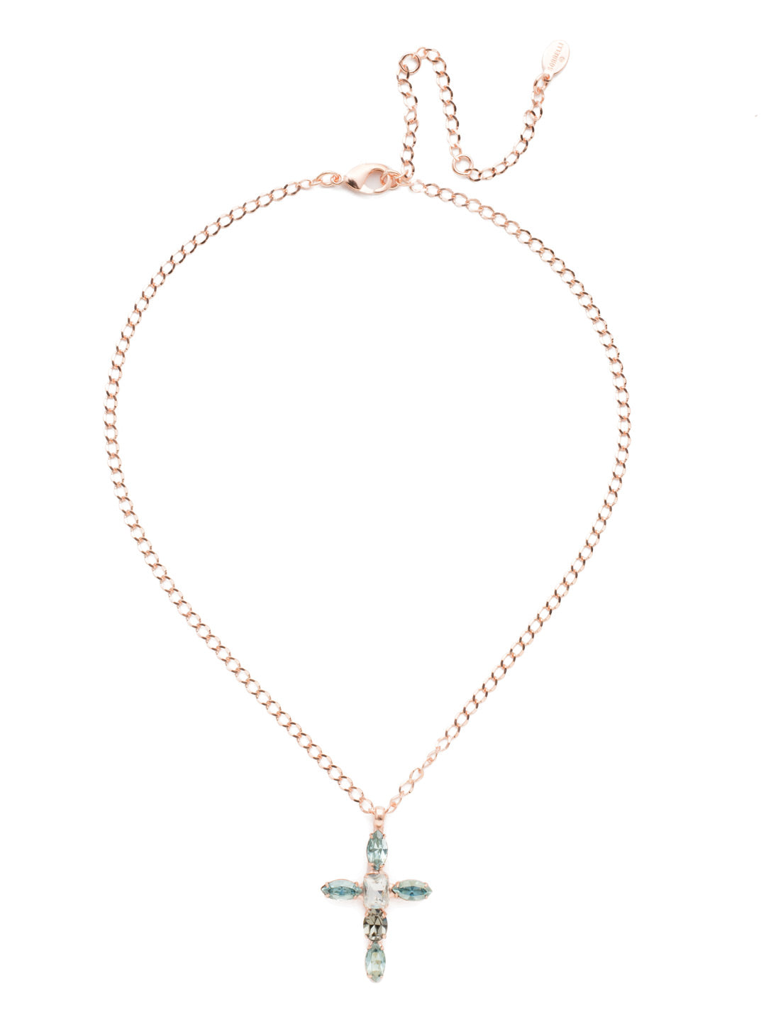 Sarah Pendant Necklace - NET17RGCAZ - The Sarah Pendant Necklace features a cross at the center crafted entirely of sparking crystals in an assortment of shapes. From Sorrelli's Crystal Azure collection in our Rose Gold-tone finish.