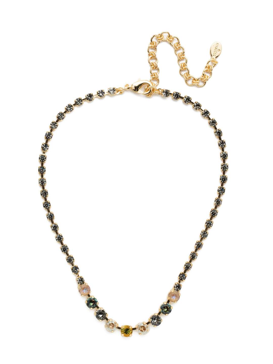 Audriana Tennis Necklace - NET37BGCSM - <p>The Audriana Tennis Necklace is all about glamour. Shine across any room with the strand entirely encrusted in sparkling crystals, while larger pieces of varying opacities stand front and center. From Sorrelli's Cashmere collection in our Bright Gold-tone finish.</p>