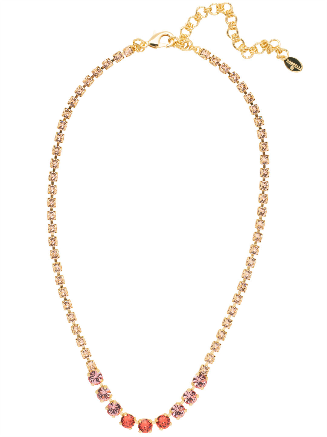 Audriana Tennis Necklace - NET37BGFSK - <p>The Audriana Tennis Necklace is all about glamour. Shine across any room with the strand entirely encrusted in sparkling crystals, while larger pieces of varying opacities stand front and center. From Sorrelli's First Kiss collection in our Bright Gold-tone finish.</p>
