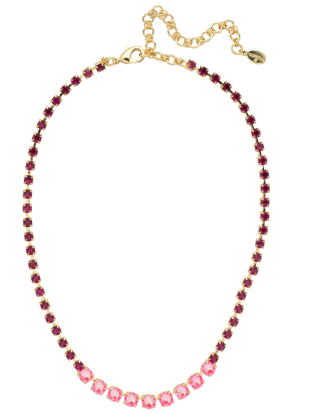 Audriana Tennis Necklace - NET37BGUP - <p>The Audriana Tennis Necklace is all about glamour. Shine across any room with the strand entirely encrusted in sparkling crystals, while larger pieces of varying opacities stand front and center. From Sorrelli's Ultra Pink collection in our Bright Gold-tone finish.</p>