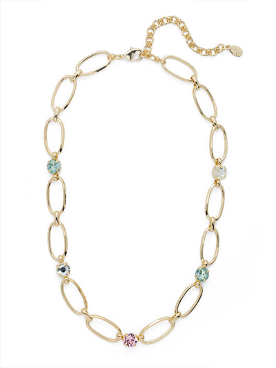 Paige Tennis Necklace - NET3BGSPR - <p>The Paige Tennis Necklace is open, airy and sparkly, too. Metallic links are joined with round Sorrelli crystals that shine bright. From Sorrelli's Spring Rain collection in our Bright Gold-tone finish.</p>