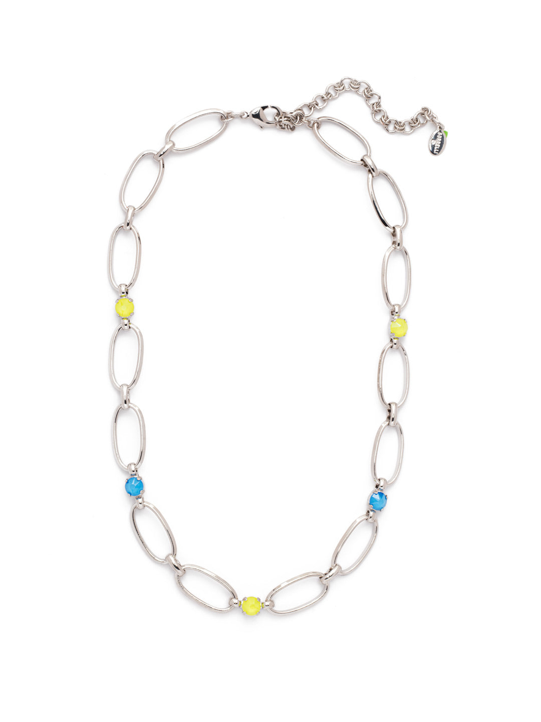 Paige Tennis Necklace - NET3PDBPY - <p>The Paige Tennis Necklace is open, airy and sparkly, too. Metallic links are joined with round Sorrelli crystals that shine bright. From Sorrelli's Blue Poppy collection in our Palladium finish.</p>
