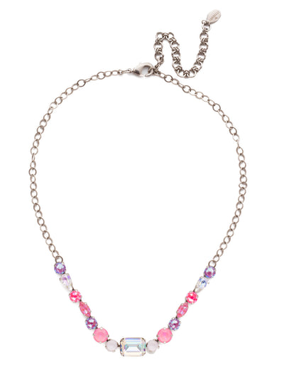 Martina Tennis Necklace - NET6ASETP - <p>Want to feel fabulous? Fasten on the Martina Tennis Necklace. It's big on sparkle with pear, navette, cushion emerald and round crystals. From Sorrelli's Electric Pink collection in our Antique Silver-tone finish.</p>