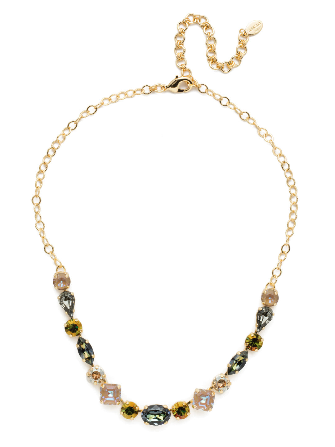 Martina Tennis Necklace - NET6BGCSM - Want to feel fabulous? Fasten on the Martina Tennis Necklace. It's big on sparkle with pear, navette, cushion emerald and round crystals. From Sorrelli's Cashmere collection in our Bright Gold-tone finish.