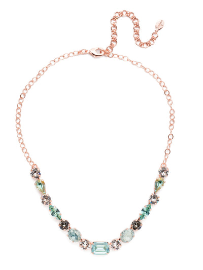 Martina Tennis Necklace - NET6RGCAZ - Want to feel fabulous? Fasten on the Martina Tennis Necklace. It's big on sparkle with pear, navette, cushion emerald and round crystals. From Sorrelli's Crystal Azure collection in our Rose Gold-tone finish.