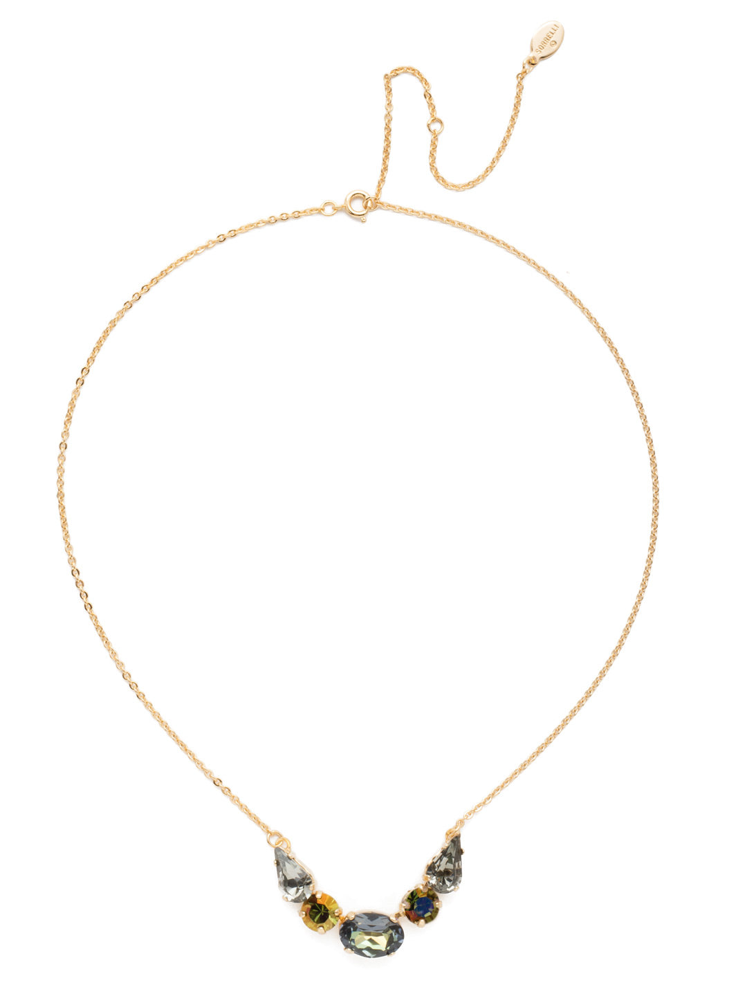 Kenya Tennis Necklace - NET7BGCSM - Looking for a touch of sparkle that's unique, too? Put on our Kenya Tennis Necklace featuring pear, round and oval shining crystals. From Sorrelli's Cashmere collection in our Bright Gold-tone finish.