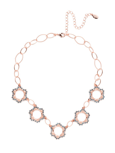 Leva Statement Necklace - NET8RGCAZ - The Leva Statement Necklace refuses to be ignored. Wear the one-of-a-kind piece that features fun filligree metalwork combined with classic links. From Sorrelli's Crystal Azure collection in our Rose Gold-tone finish.