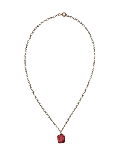 Emmy Pendant Necklace - NET99AGLOG - <p>A single emerald cut crystal hangs from a delicate chain with an adjustable spring ring clasp closure. From Sorrelli's Looking Glass collection in our Antique Gold-tone finish.</p>
