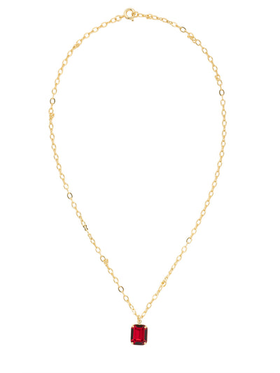 Emmy Pendant Necklace - NET99BGCB - <p>A single emerald cut crystal hangs from a delicate chain with an adjustable spring ring clasp closure. From Sorrelli's Cranberry collection in our Bright Gold-tone finish.</p>