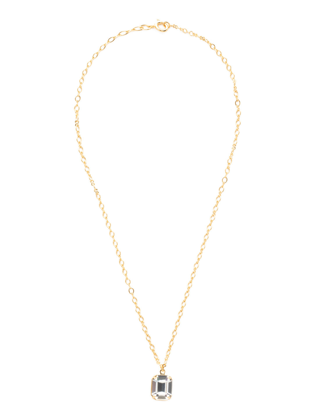 Emmy Pendant Necklace - NET99BGCRY - <p>A single emerald cut crystal hangs from a delicate chain with an adjustable spring ring clasp closure. From Sorrelli's Crystal collection in our Bright Gold-tone finish.</p>