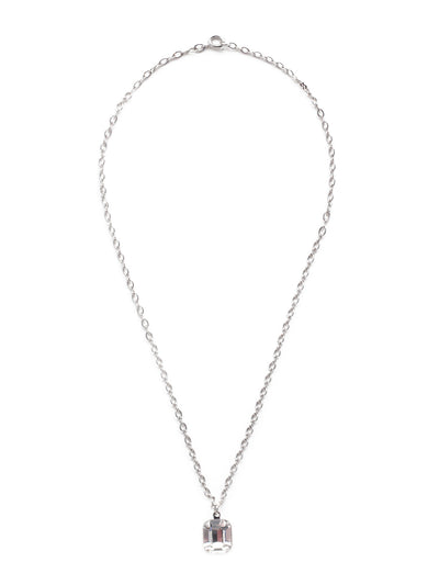 Emmy Pendant Necklace - NET99PDCRY - <p>A single emerald cut crystal hangs from a delicate chain with an adjustable spring ring clasp closure. From Sorrelli's Crystal collection in our Palladium finish.</p>